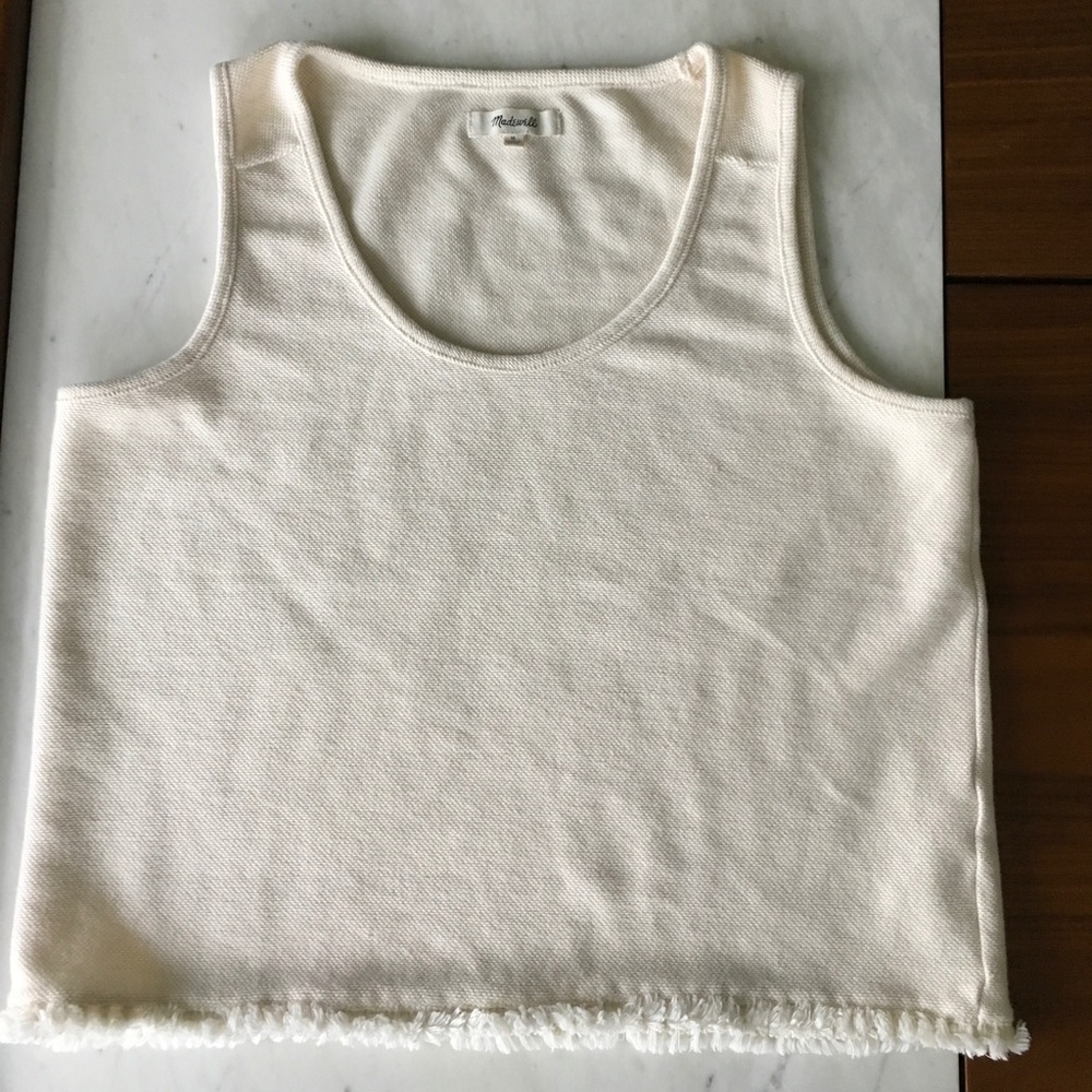Cream Knit Madewell Crop Tank with Fringe